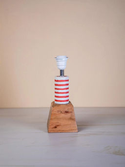 Freedom Tree - Lighthouse Wooden Red Stripe Table Lamp