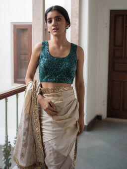 PRIYANKA RAAJIV - Niamh - Teal Green Handembroidered Blouse