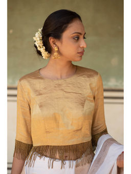PRIYANKA RAAJIV - Noor- Gold Silk Tissue Blouse