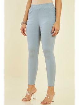 Soch - Women Grey Crepe Solid Plain Pant