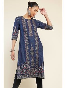 Soch - Women Blue Polyester Printed Kurta