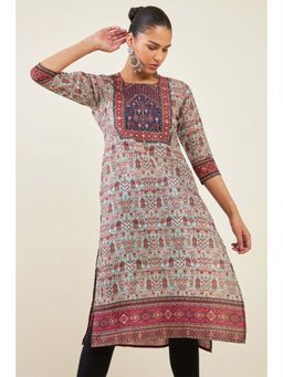 Soch - Women Green Polyester Printed Kurta