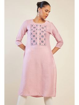 Soch - Women Pink Viscose Embroidered Kurta