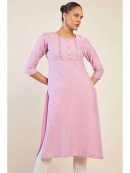 Soch - Women Pink Viscose Embroidered Kurta