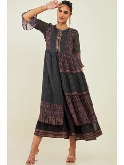 Soch - Women Black Georgette Printed Dress