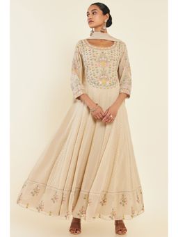 Soch - Women Beige Georgette Embroidered Anarkali With Churidar And Dupatta (Set of 3)