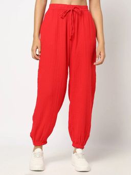 GAP - Red Cotton Blend Textured Joggers