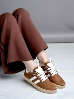 Shoetopia - Women Tan Smart Casual Sneakers