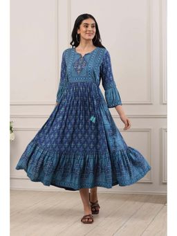 Biba - Women Indigo Viscose Rayon Anarkali Dress