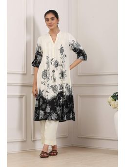 Biba - Women Black Viscose Rayon Straight Kurta