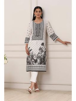 Biba - Women Black Cotton Straight Kurta