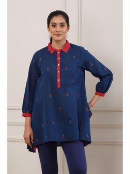 Biba - Women Blue Cotton Flared Tunic