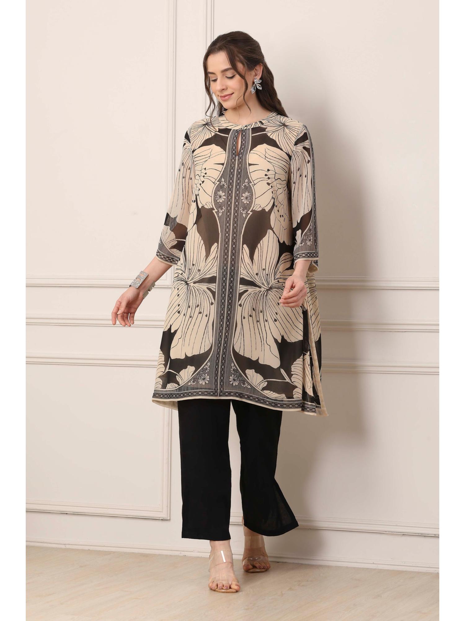 biba Women Multi-Color Poly Georgette Asymmetric Kurta With Inner-picture-12