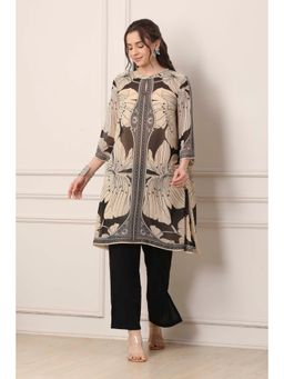 Biba - Women Multi-Color Poly Georgette Asymmetric Kurta With Inner