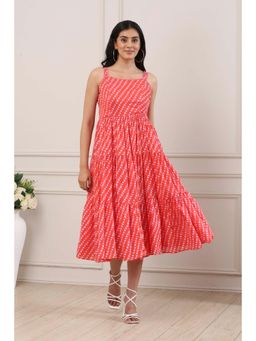 Biba - Women Orange Cotton Tiered Dress