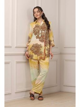 Biba - Women Mustard Viscose Rayon Straight Co-Ord Set
