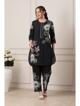 Biba - Women Black Cotton Straight Kurta With Pant