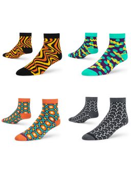 Dynamocks - Men and Women Ankle Length Socks - Free Size - Pack of 4 Pairs