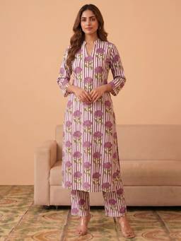 Gahan - Floral Cotton Blend Kurta with Pant