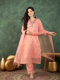 Gahan - Embroidered V-Neck Kurta & Pant with Dupatta