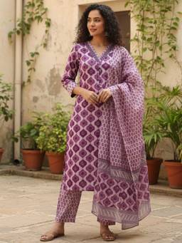 Gahan - Thread Work Pure Cotton Kurta with Pant with Dupatta