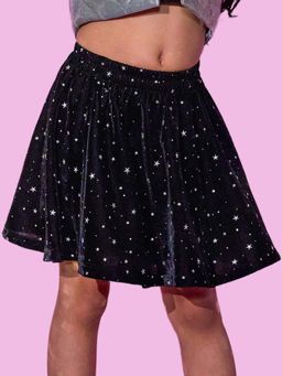 Lil Drama - Girls Black Polyester Embellished Skirt