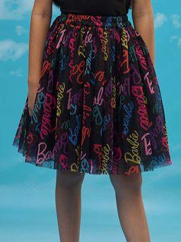 Lil Drama - Girls Black Polyester Printed Skirt