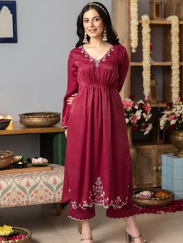 Lavanya The Label - Rose Pink Apricot Kurta (Set of 2)
