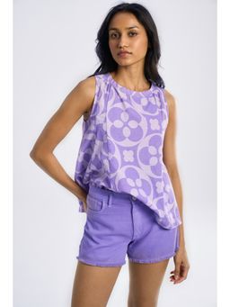 TERRA LUNA - Barbarella Lavender Printed Top