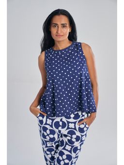 TERRA LUNA - Barbarella Blue Polka Dots Top