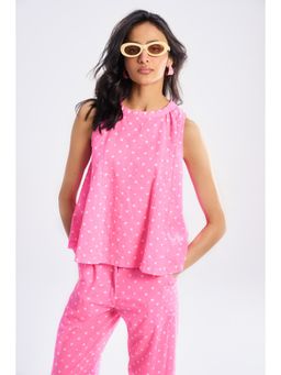 TERRA LUNA - Barbarella Pink Polka Dots Top