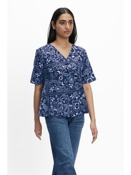 TERRA LUNA - Iris Navy Blue Paisley Top