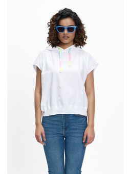 TERRA LUNA - Sadet White Solid Hoodie