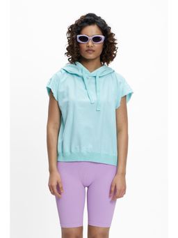 TERRA LUNA - Sadet Turquoise Solid Hoodie