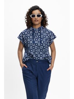 TERRA LUNA - Sadet Blue Printed Hoodie