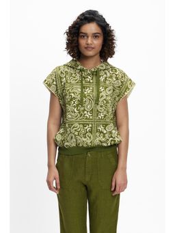 TERRA LUNA - Sadet Olive Paisley Hoodie