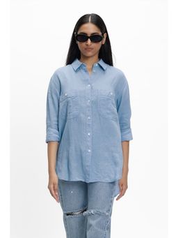 TERRA LUNA - Panoi Blue Solid Shirt