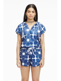 TERRA LUNA - Riobo Blue Printed Hoodie