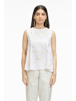 TERRA LUNA - Barbe White Printed Top