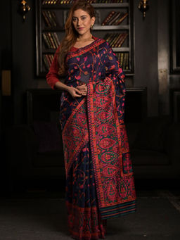 EXCLUSIVA - Multicolor Kashmiri Weaving Blended Silk Saree with Unstitched Blouse