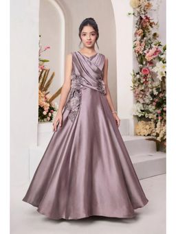 Lagorii - Girls Mauve Satin Embellished Gown