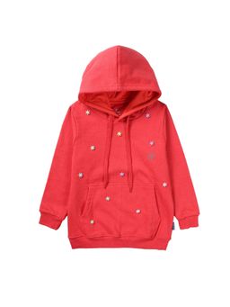 KiddoPanti - Girls Coral Fleece Embellished Hoodie