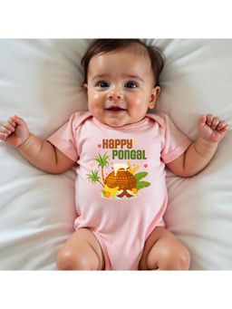 KNITROOT - Unisex Pink Cotton Printed Onesie