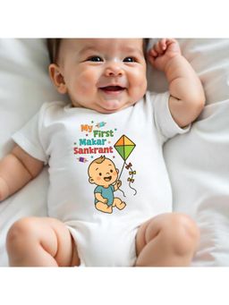 KNITROOT - Unisex White Cotton Printed Bodysuit