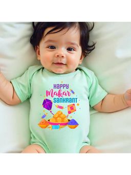 KNITROOT - Unisex Green Cotton Printed Onesie