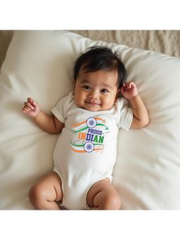 KNITROOT - Unisex White Cotton Printed Onesie