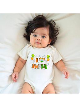 KNITROOT - Unisex White Cotton Printed Onesie