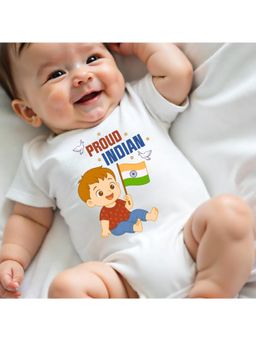 KNITROOT - Unisex White Cotton Printed Onesie