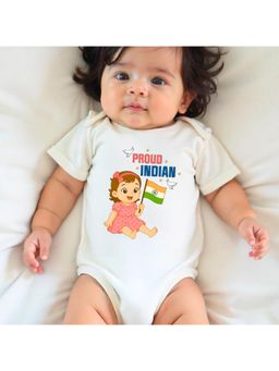 KNITROOT - Unisex White Cotton Printed Onesie