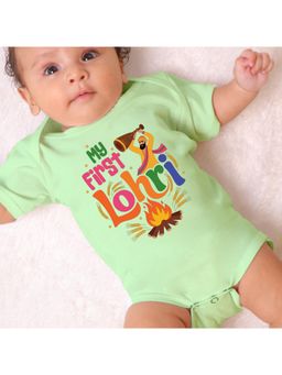 KNITROOT - Unisex Green Cotton Printed Onesie